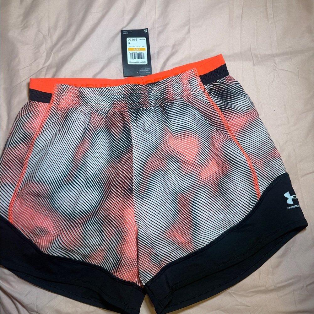 Under Armour Women's Black and Orange Athletic Shorts